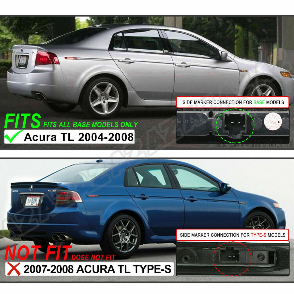 Set of 4 Smoked LED Side Marker Lights for Acura TL (2004–2008)