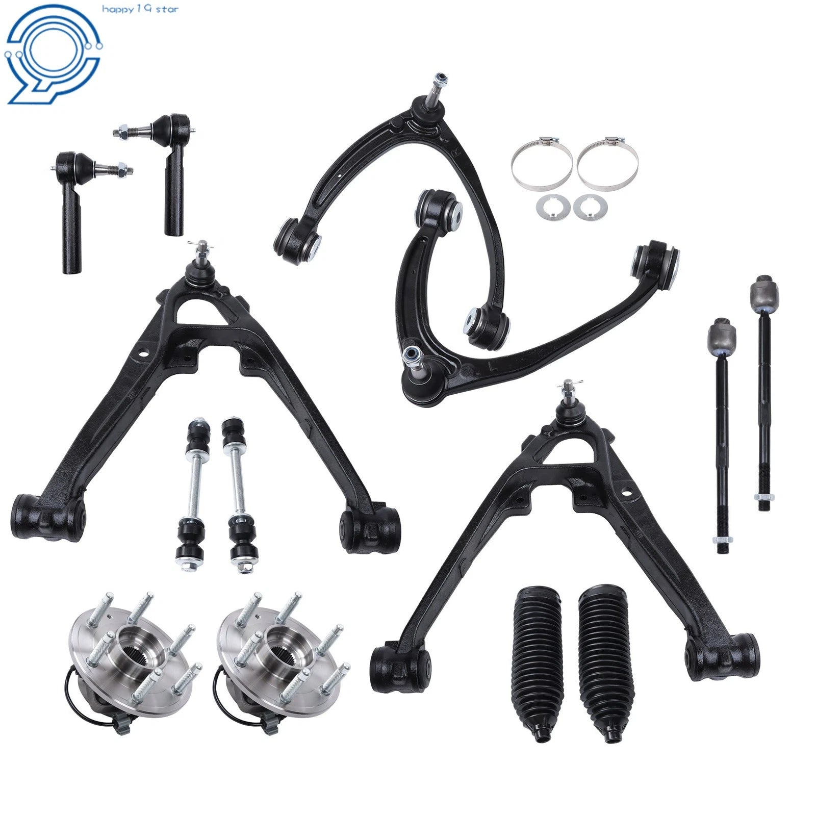 Set of 2 Front Upper Lower Control Arms & Wheel Hub for Chevrolet Suburban 1500 (2007–2013)