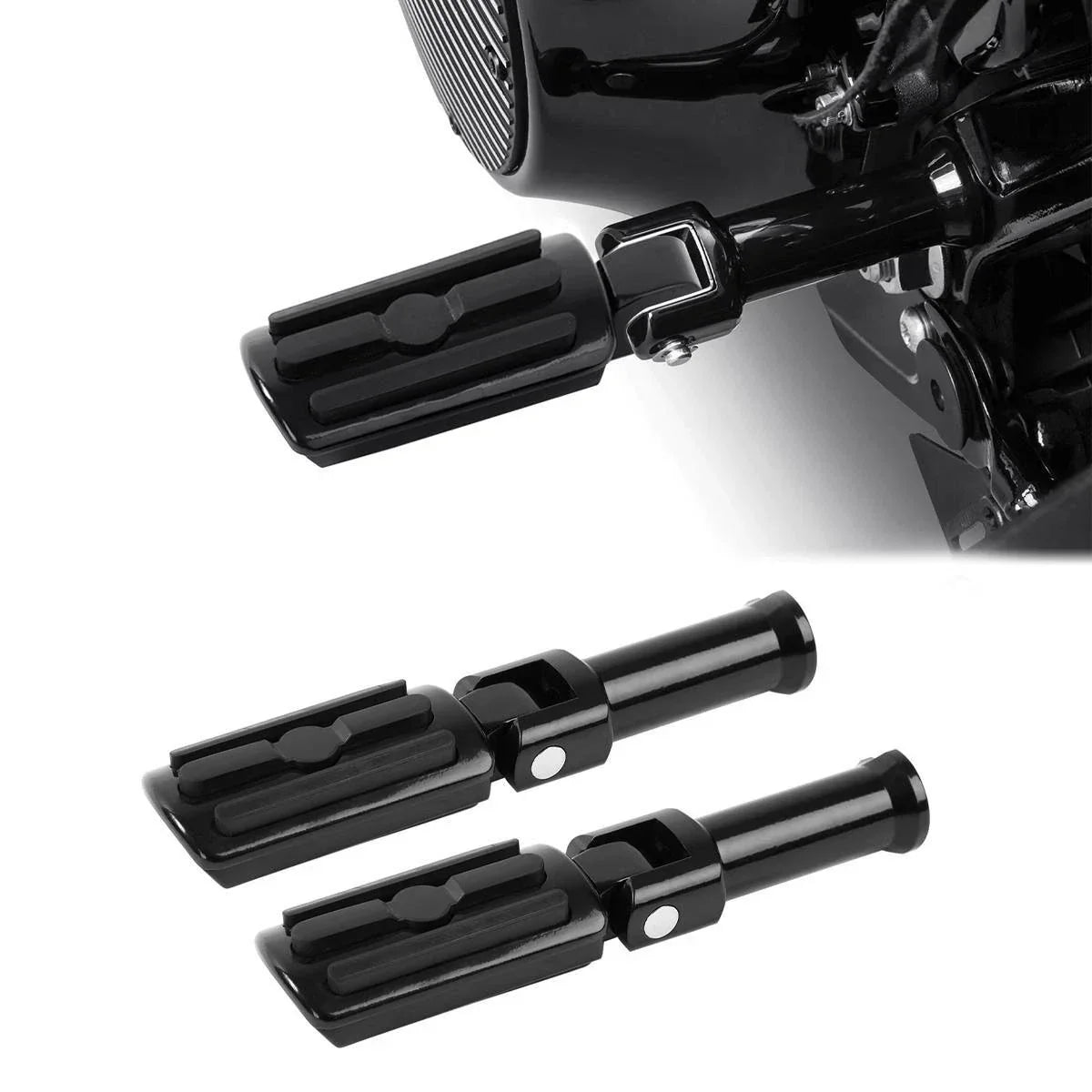 Black Rear Footpegs for Harley Softail Deluxe Slim FXDR (2018-2025)