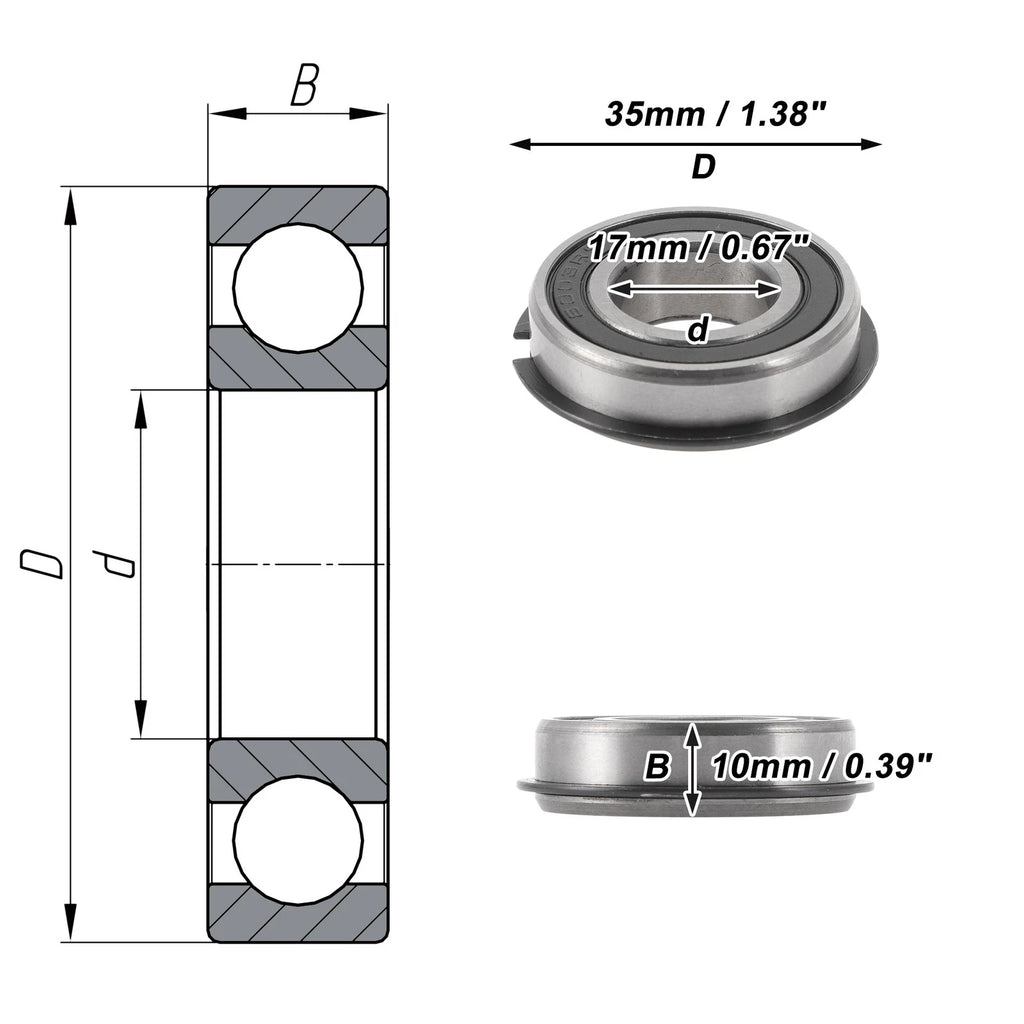 6003NR2RS Deep Groove Ball Bearing for Scooter Skateboard Wheel (17x35x10mm)