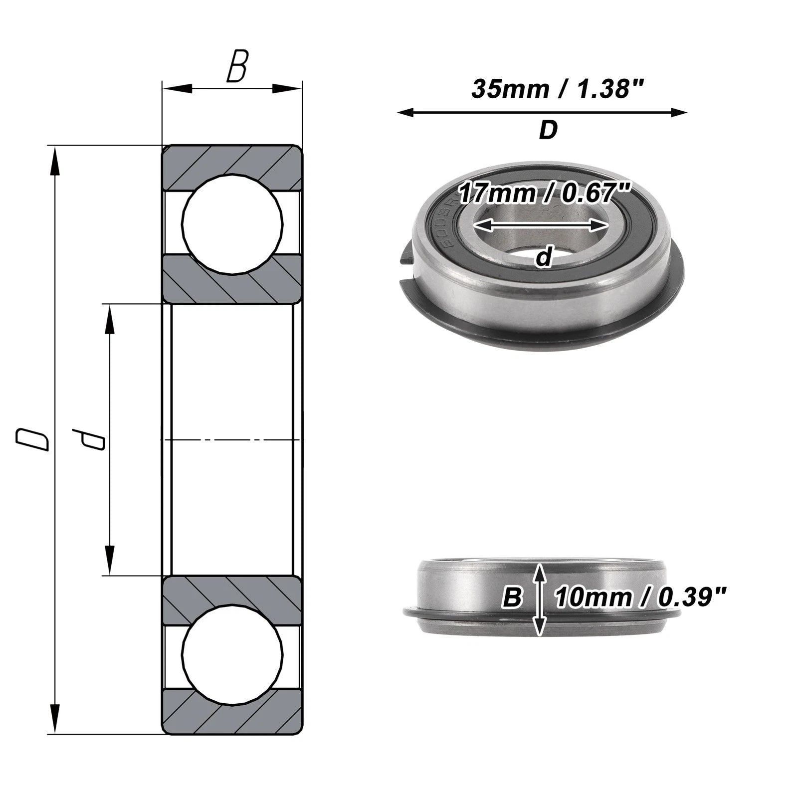 6003NR2RS Deep Groove Ball Bearing for Scooter Skateboard Wheel (17x35x10mm)