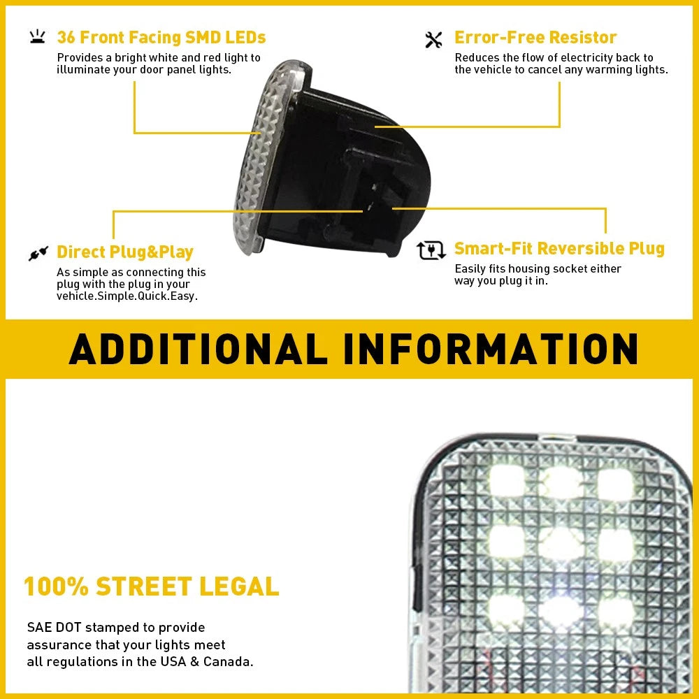 Set of 4 LED Door Courtesy Lights for Chevy Silverado, Suburban, Tahoe, Sierra