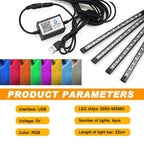RGB LED Car USB Inner Atmosphere Light Strip for Universal Vehicles (22cm)
