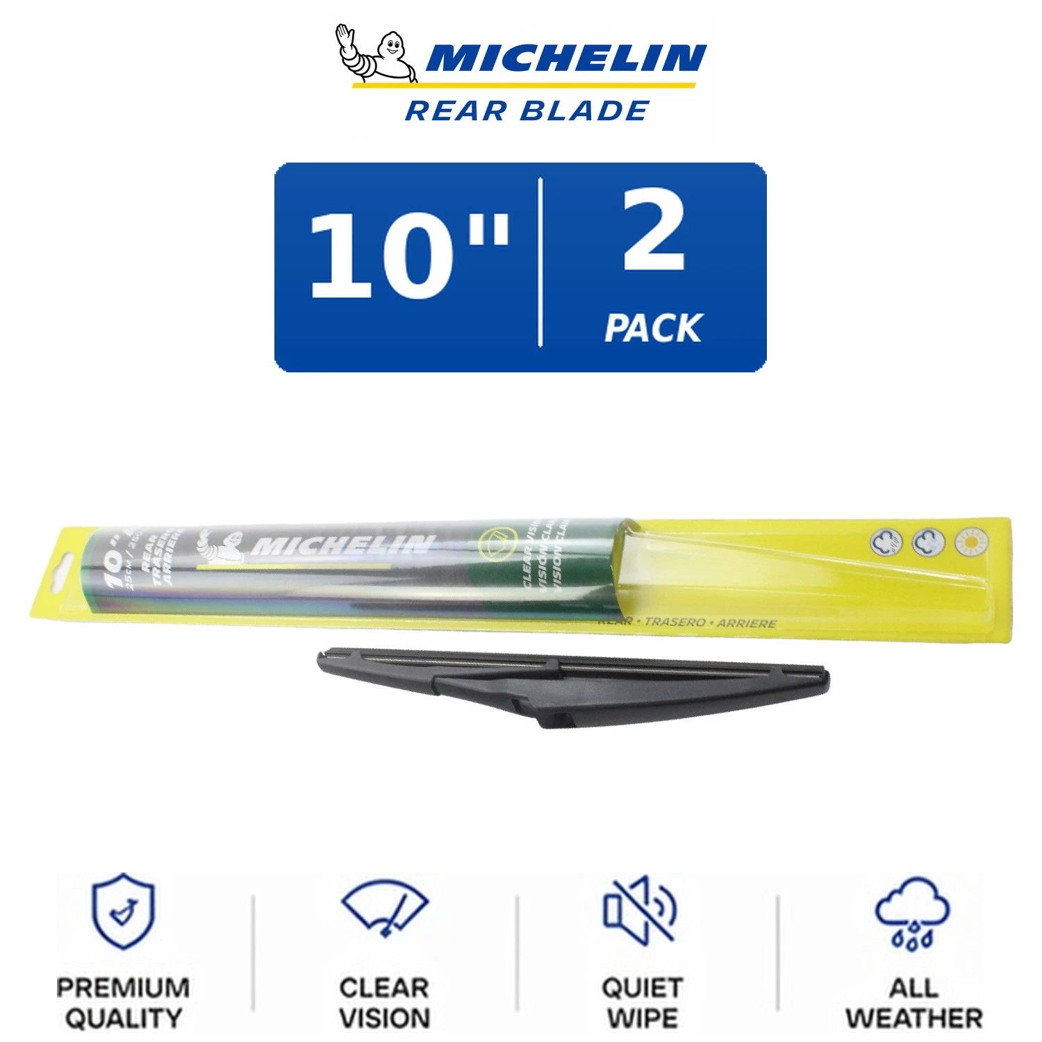 Set of 2 Michelin Rear Wiper Blades for Curved-Fit Vehicles (10")