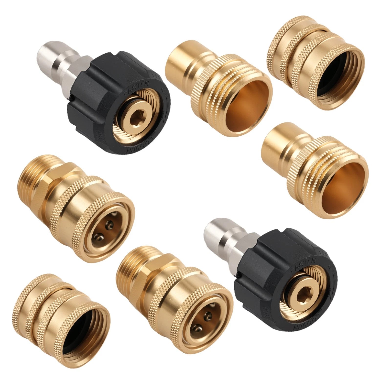 8PCS Quick Connect Kit for Pressure Washer M22 Brass Steel 3/8"