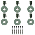 Set of 6 NGK Ruthenium HX Spark Plugs & Coil Boots for Edge Explorer Mustang (2006–2010)