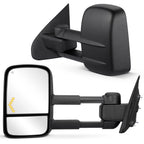 Pair Black Heated Towing Mirrors for Chevy Silverado 1500 2500 3500 (2014–2018)
