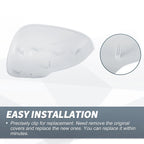 Pair Rearview Mirror Cover Cap White for Toyota Prius (2010–2012)