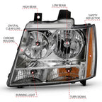 Chrome Clear Lens Headlight Assembly w Reflector for 2007-2013 Chevy Suburban 2500