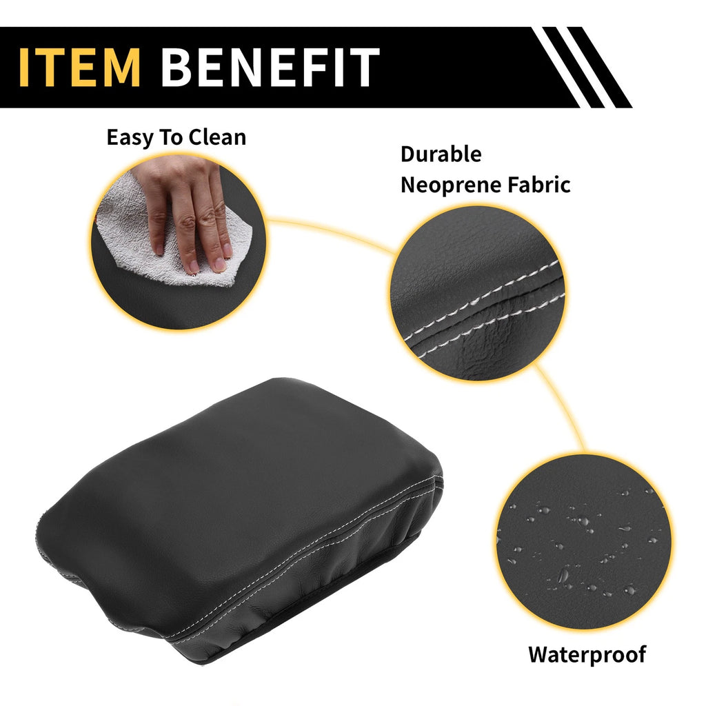 Arm Rest Cover for GMC Canyon (2015–2023) Microfiber Leather Anti-Scratch Black