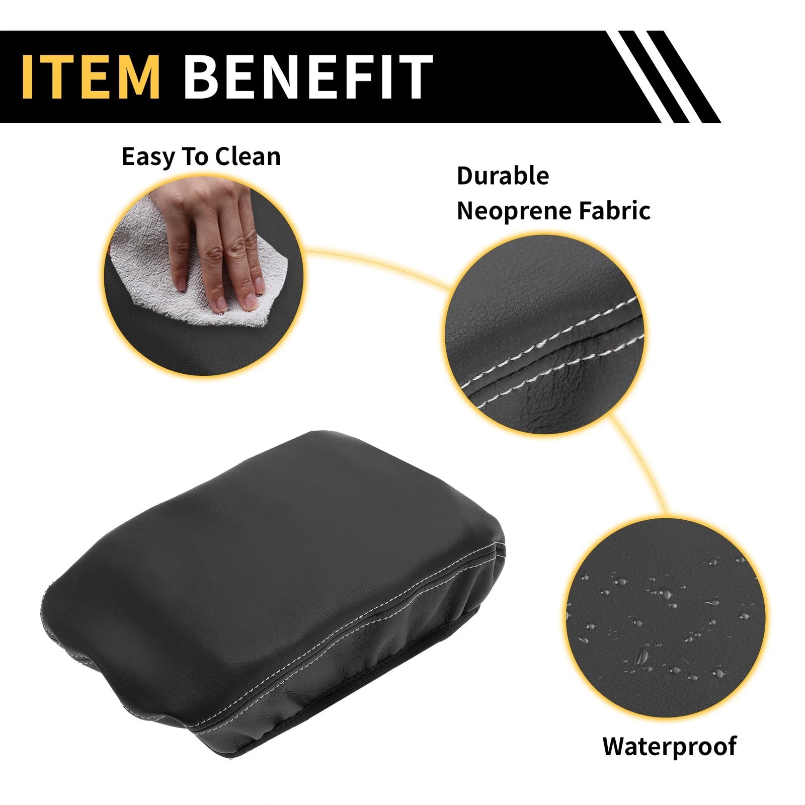 Arm Rest Cover for GMC Canyon (2015–2023) Microfiber Leather Anti-Scratch Black