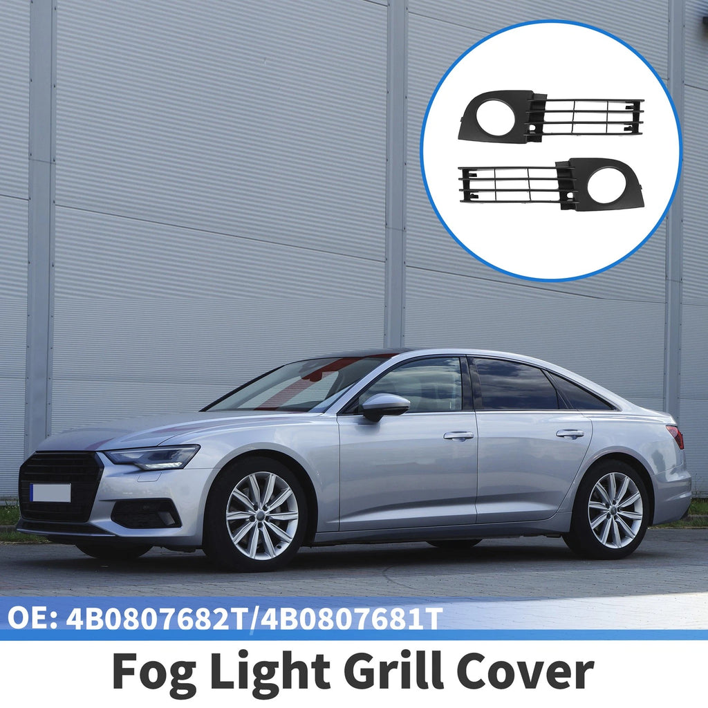 1 Pair Front Fog Light Grill for Audi A6 C5 (2002–2005) No. 4B0807682T/4B0807681T
