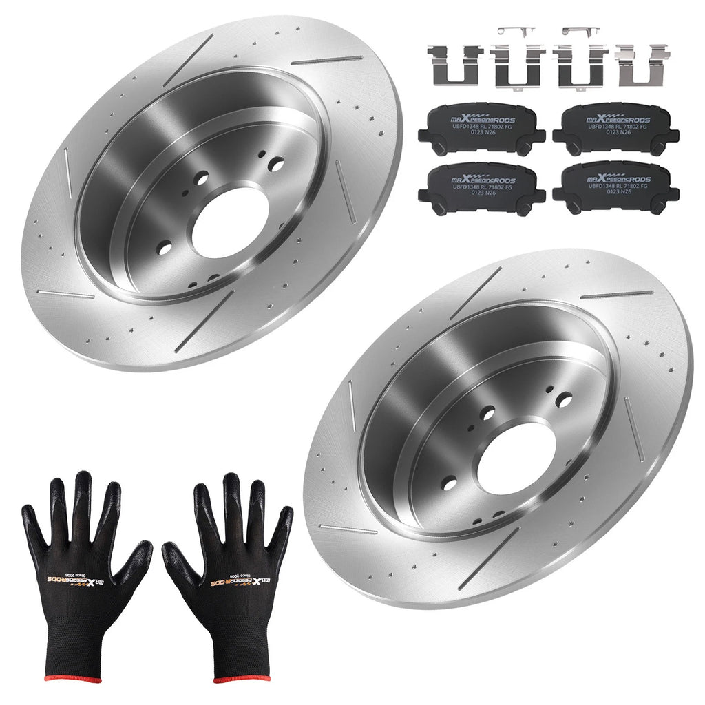 Set of 4 Rear Brake Rotors & Ceramic Pads for Acura MDX (2007–2013) Honda Pilot (2009–2014)