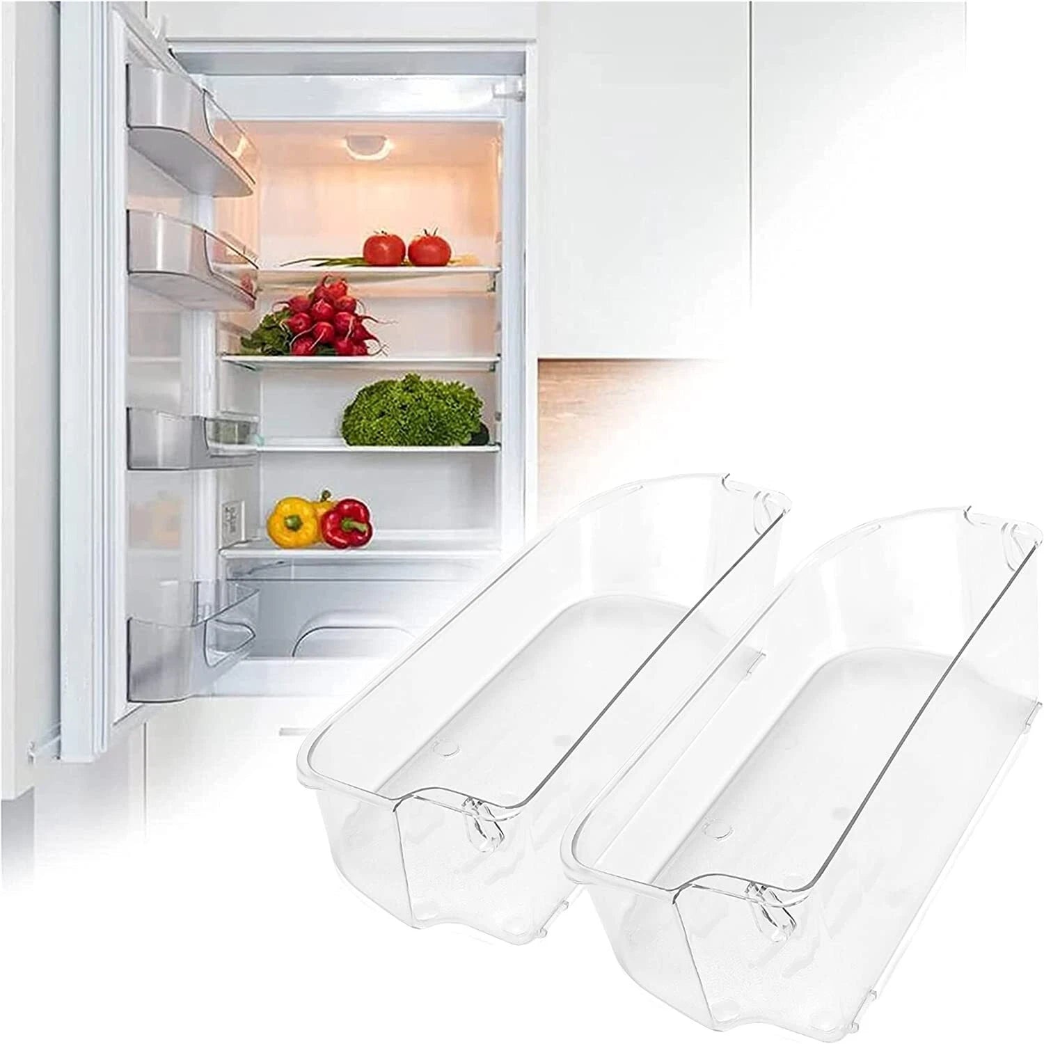 2 Pack Clear Refrigerator Door Bin Shelf for Frigidaire 240356402