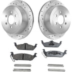 Disc Brake Rotor and Pad Kit for Dodge Dakota (2003–2004) Rear Cross-Drilled 4WD
