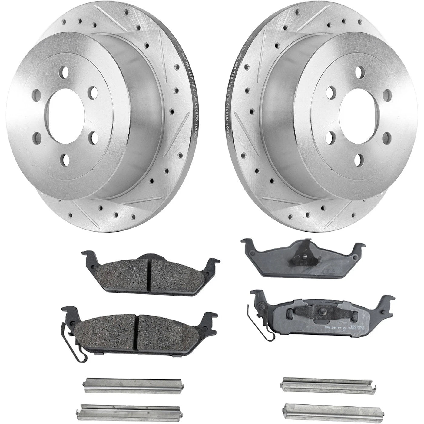 Disc Brake Rotor and Pad Kit for Dodge Dakota (2003–2004) Rear Cross-Drilled 4WD