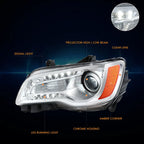 Left Side LED DRL Projector Headlight for Chrysler 300 (2011–2014) Chrome