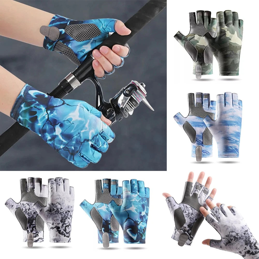 Anti-slip Fingerless Fishing Gloves - Sun Protection, Ice Silk Material