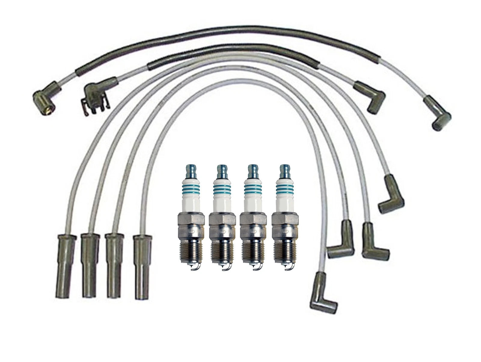 Denso 8mm Wire Set & 4 Iridium Power Spark Plugs for Ford Mercury L4
