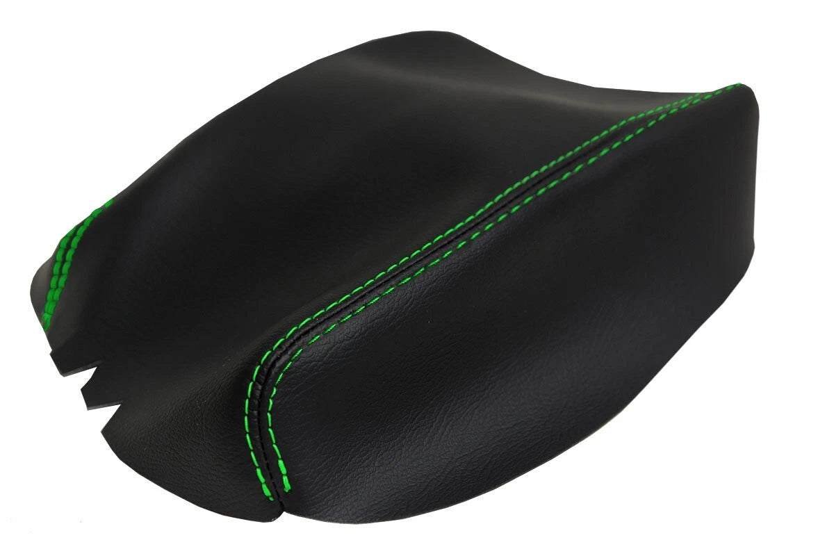 Leather Console Lid Armrest Cover for Ford Ranger (2019–2020) Green Stitch