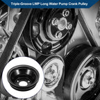 3 Triple-Groove LWP Long Water Pump Crank Pulley for Chevy Big Block (1965–1990)