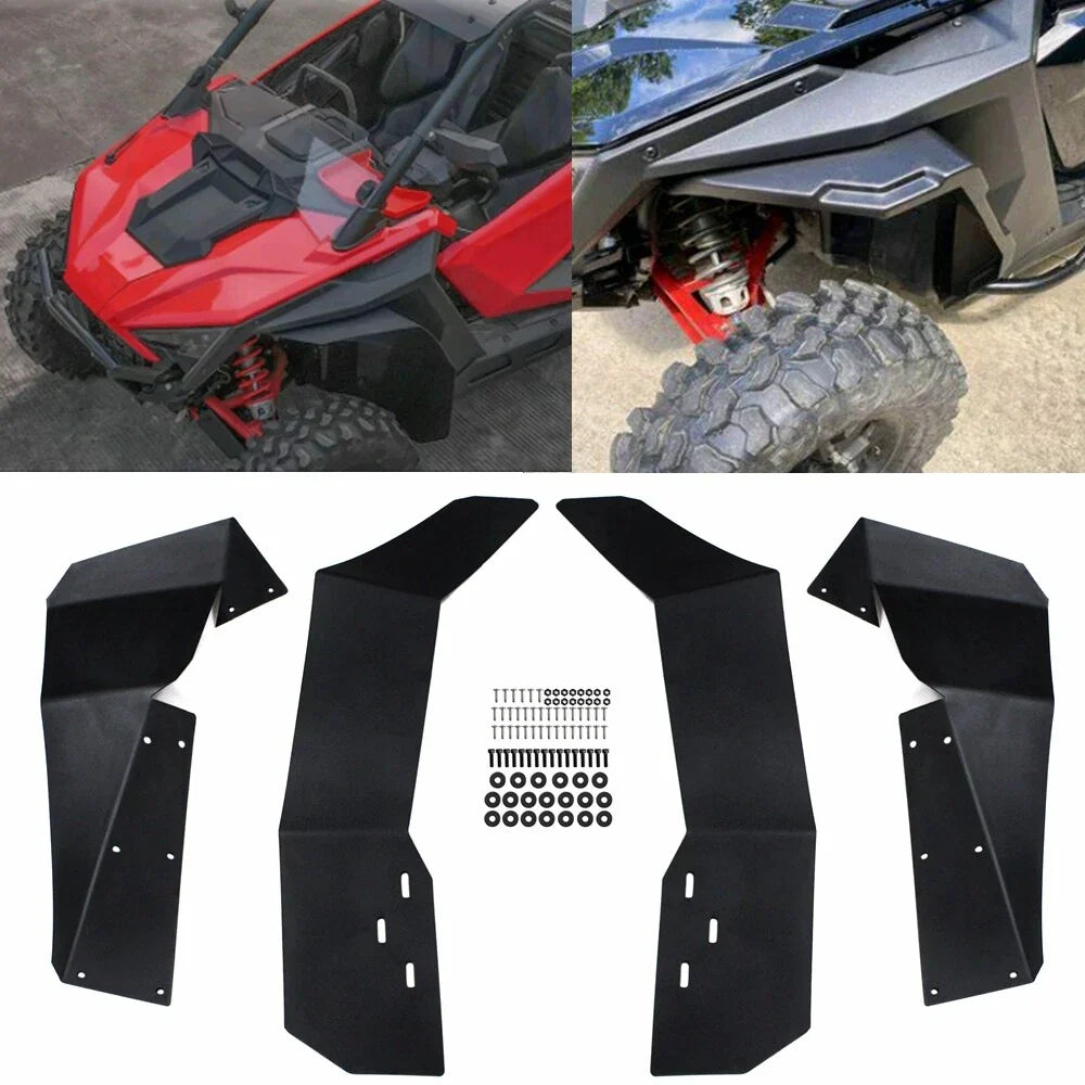 Black Fender Flares Mud Flaps for Polaris RZR-S 1000, RZR S 900 (2015-2017)