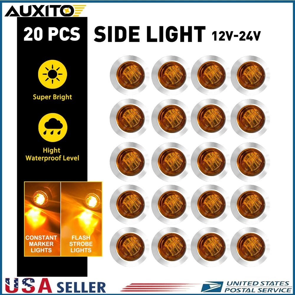 20X Amber LED Strobe Marker Lights for Emergency Hazard Warning