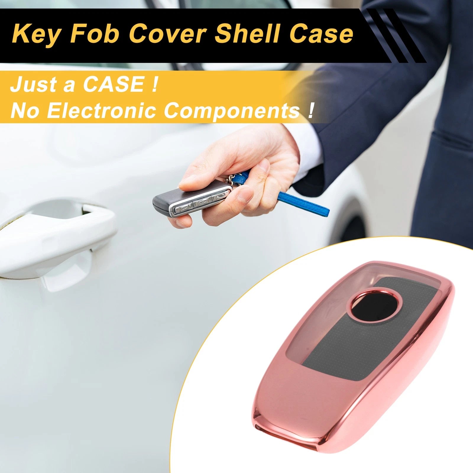 TPU Car Key Case for Mercedes Benz E Class (2017) - Rose Gold Tone