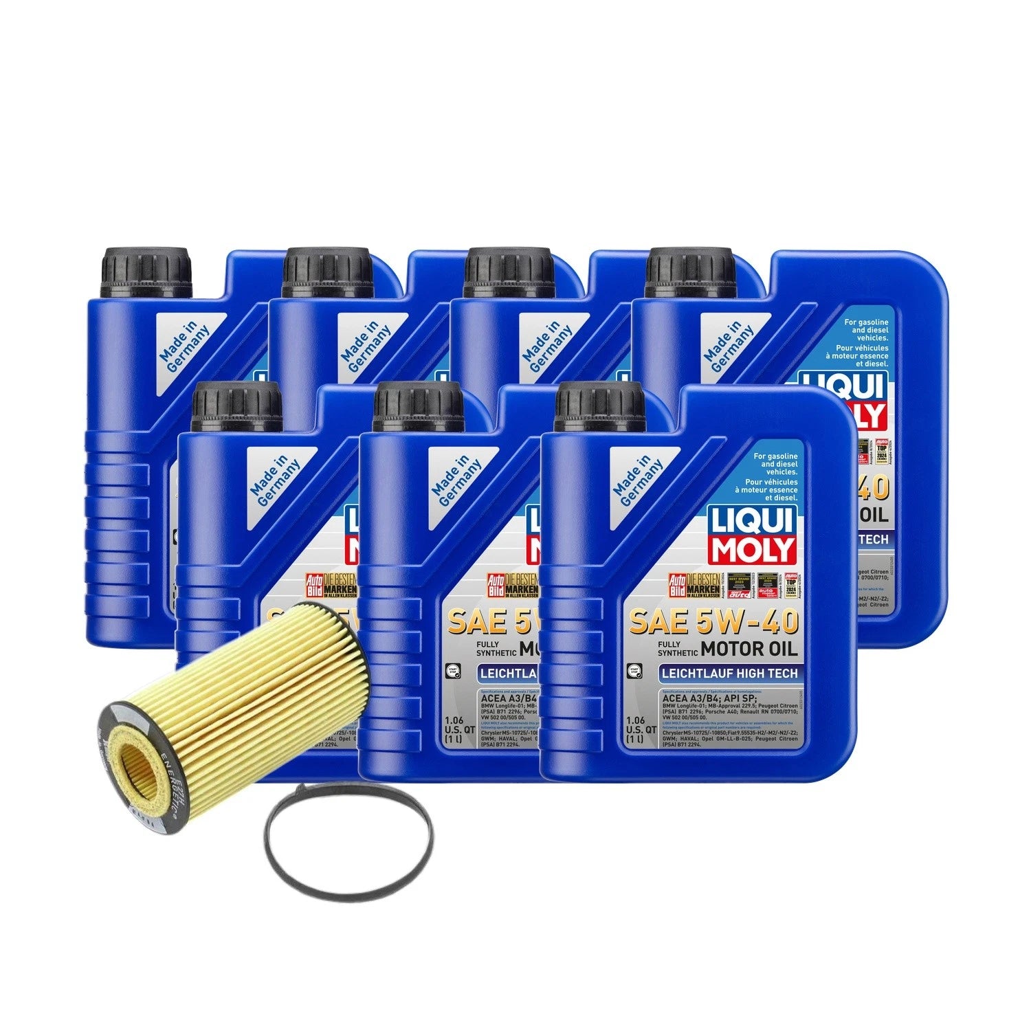 Oil Change Kit for Audi CEPB (7L Liqui Moly Leichtlauf 5W-40, Hengst)