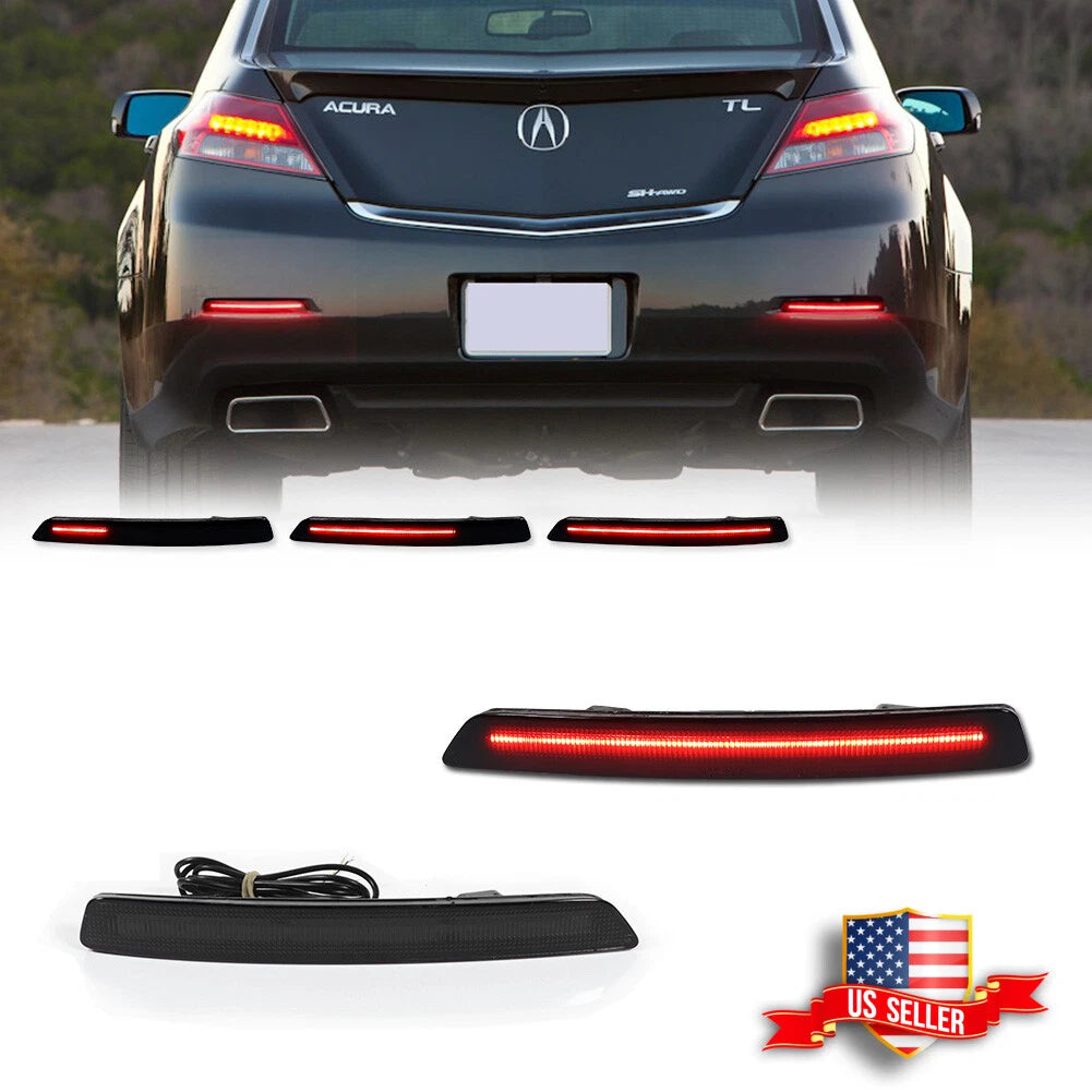 Smoked Red LED Rear Bumper Reflectors for Acura TL (2012–2014)