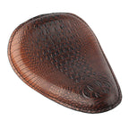 Brown Alligator Motorcycle Leather Solo Driver Seat for Harley Bobber Chopper
