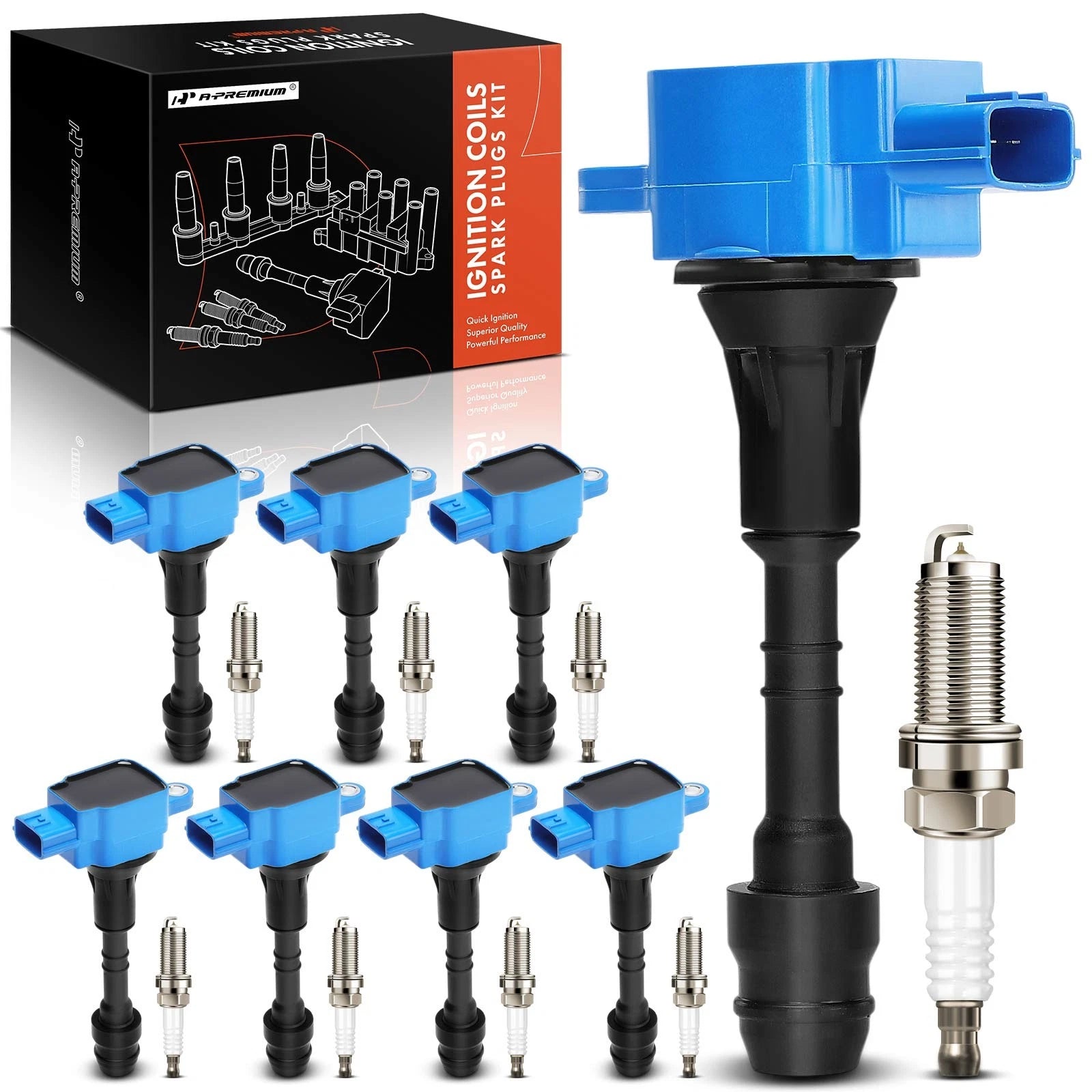 Set of 8 Ignition Coils & Iridium Spark Plugs for Nissan Armada (2004–2023)
