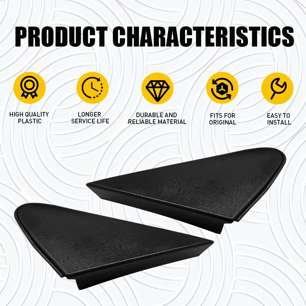 Pair Side Black Mirror Corner Triangle Bezel Covers for Toyota RAV4 (2009–2012)