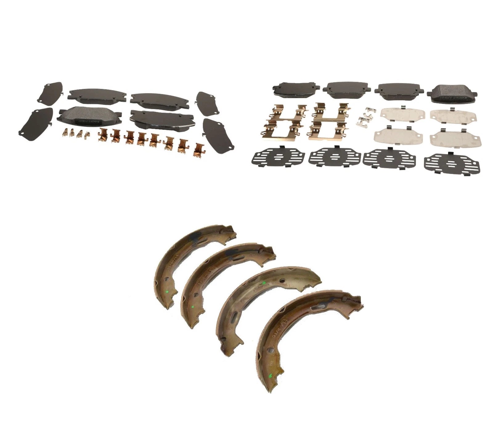 Front & Rear Brake Pads with Parking Shoes Kit for Dodge Charger Pursuit (2011–2020)