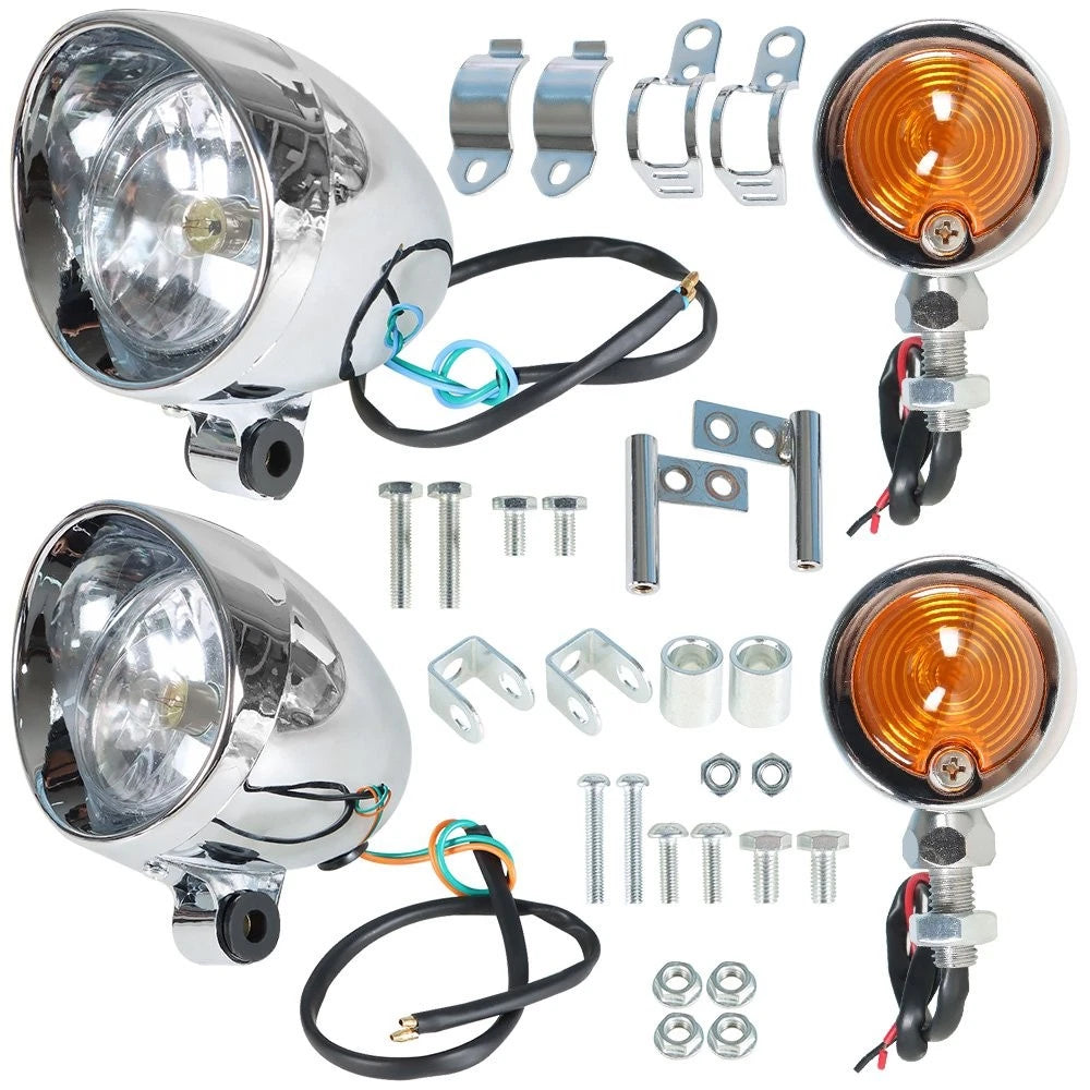 Chrome Passing Fog Lamp Turn Signal Light for Motorcycle