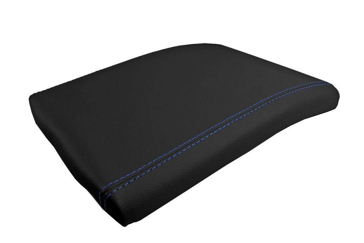 Leather Console Lid Jump Seat Cover for Ford F150 (2004–2008) Blue Stitch