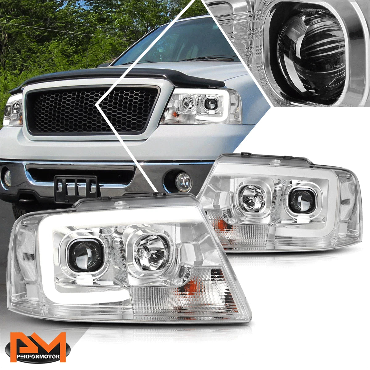 3D LED Bar Projector Headlight for Ford F-150/Mark LT (2004–2008)