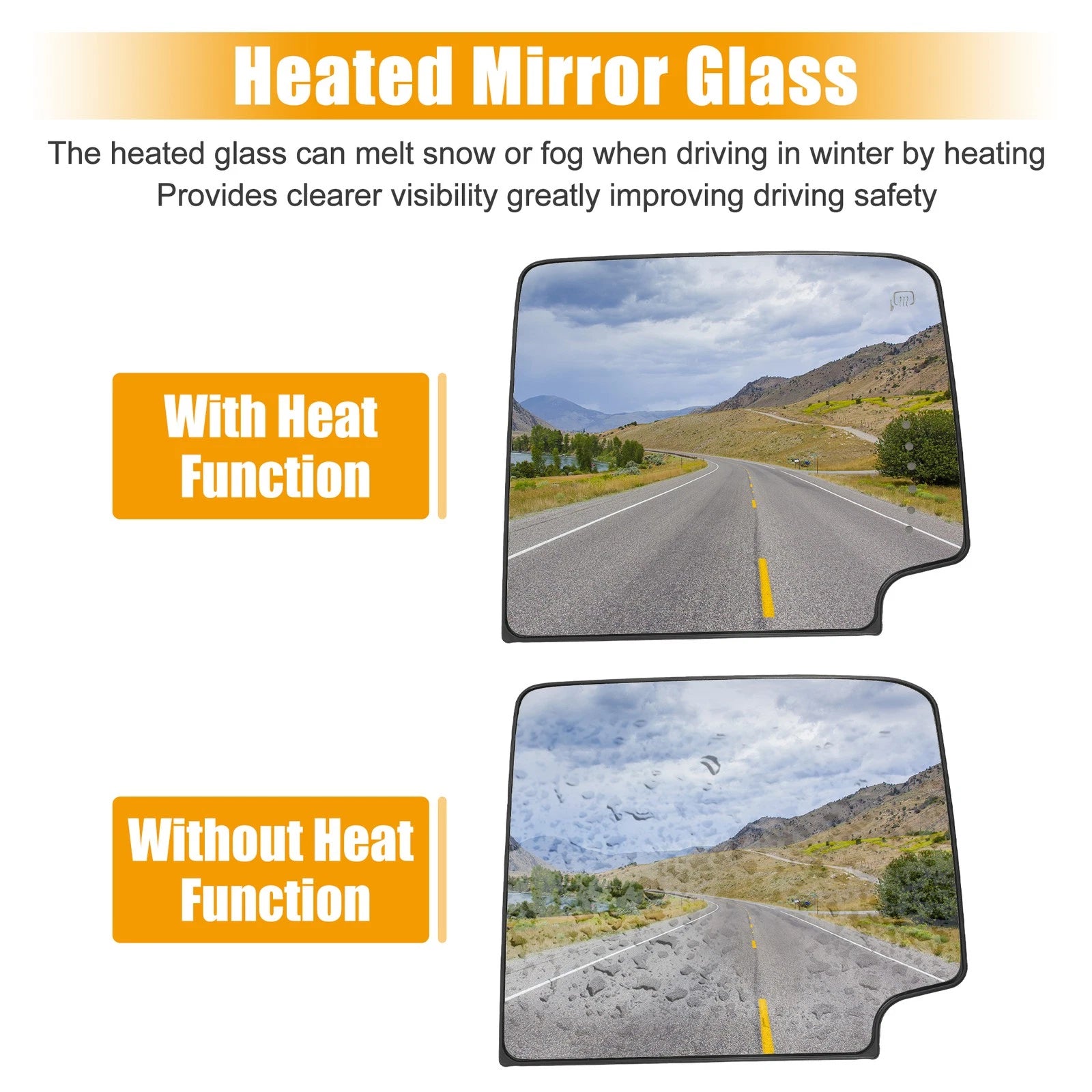 Heated Right Upper Side Rearview Mirror Glass for Chevrolet Silverado 