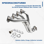 Polished Exhaust Header Manifold Kit for Suzuki Sidekick Geo Tracker (1989–1994)