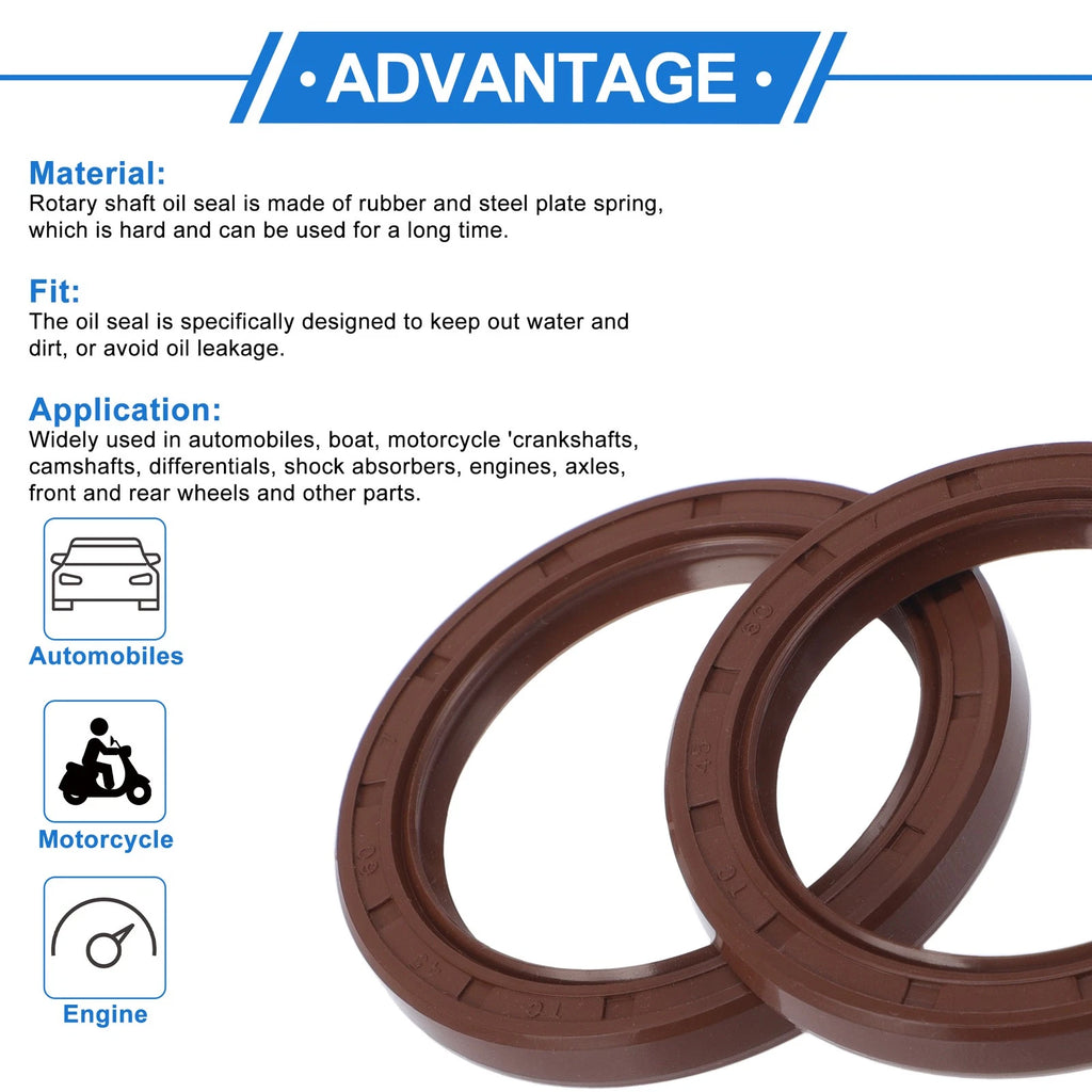 2X Oil Seal Rotary Shaft Seal FKM Rubber 45x60x7mm  