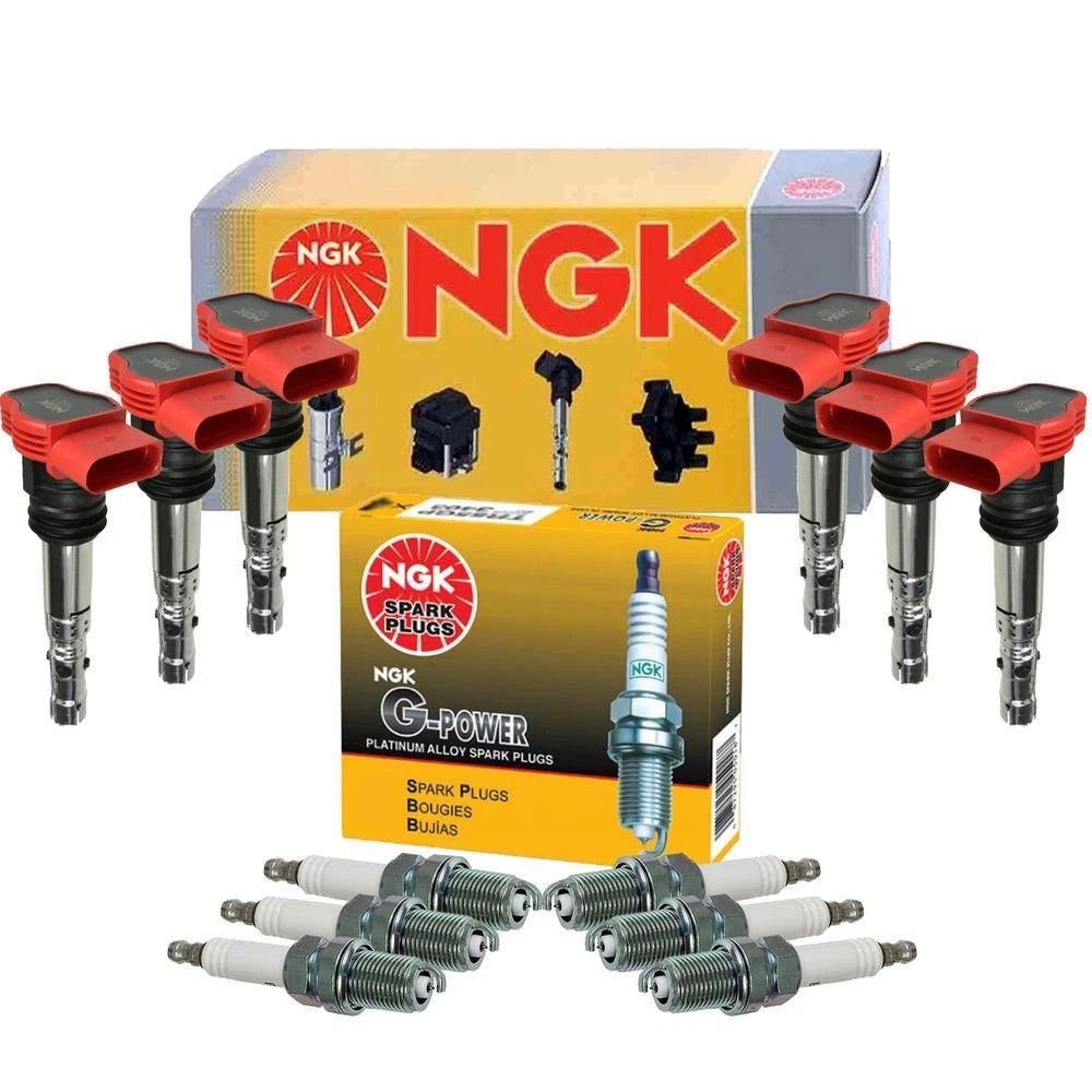 Set of 6 NGK Ignition Coils & GPower Platinum Spark Plugs for Audi A4 A6 (1996–2005)