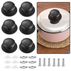 6pcs Black ABS Lid Handles for Pot Pan Kettle Frying Pan (Replacement)