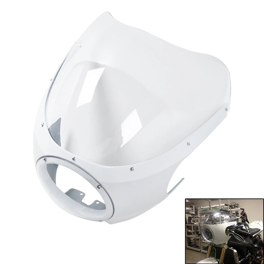 5 3/4" White Cafe Racer Headlight Fairing for Harley Sportster XL