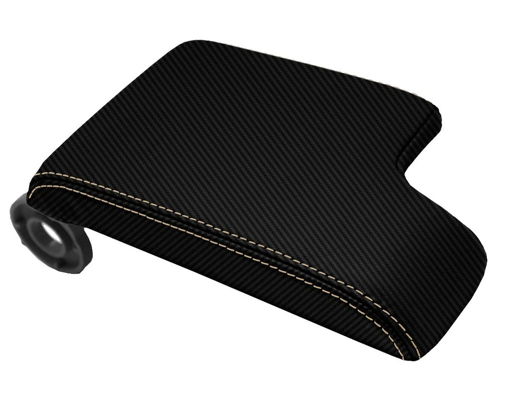 Console Lid Armrest Cover for BMW E46 (1999–2004) Carbon Fiber Beige Stitch
