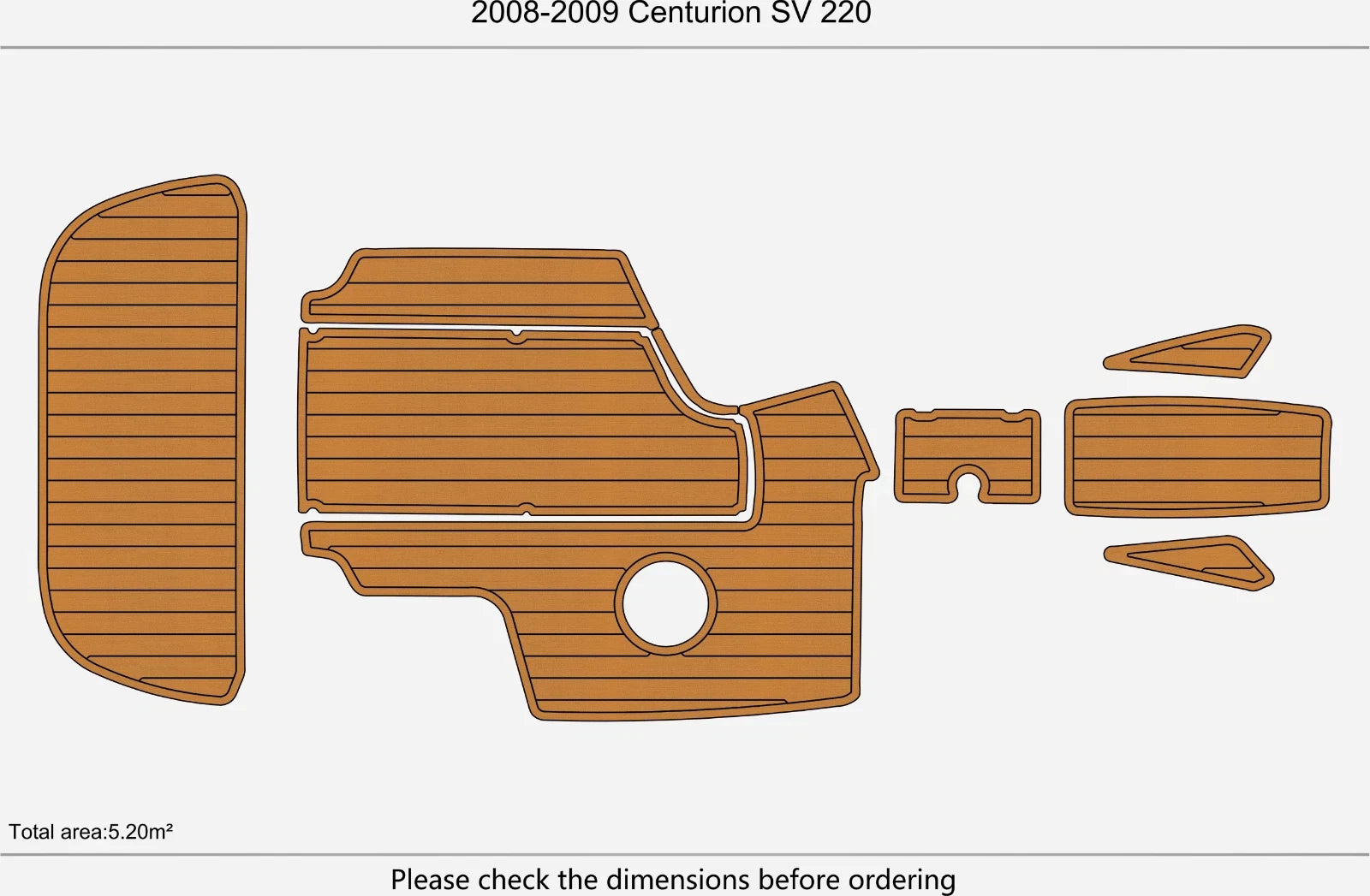 EVA Foam Faux Teak Deck Floor for Centurion SV 220 (2008)