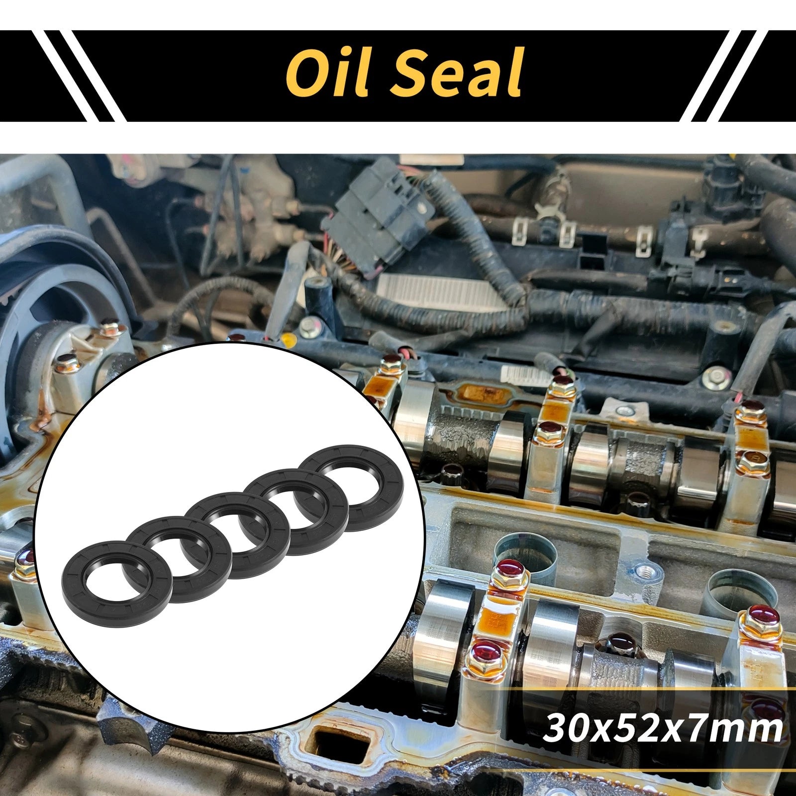 Set of 5 Oil Seal Rotary Shaft Seal NBR Rubber 30x52x7mm