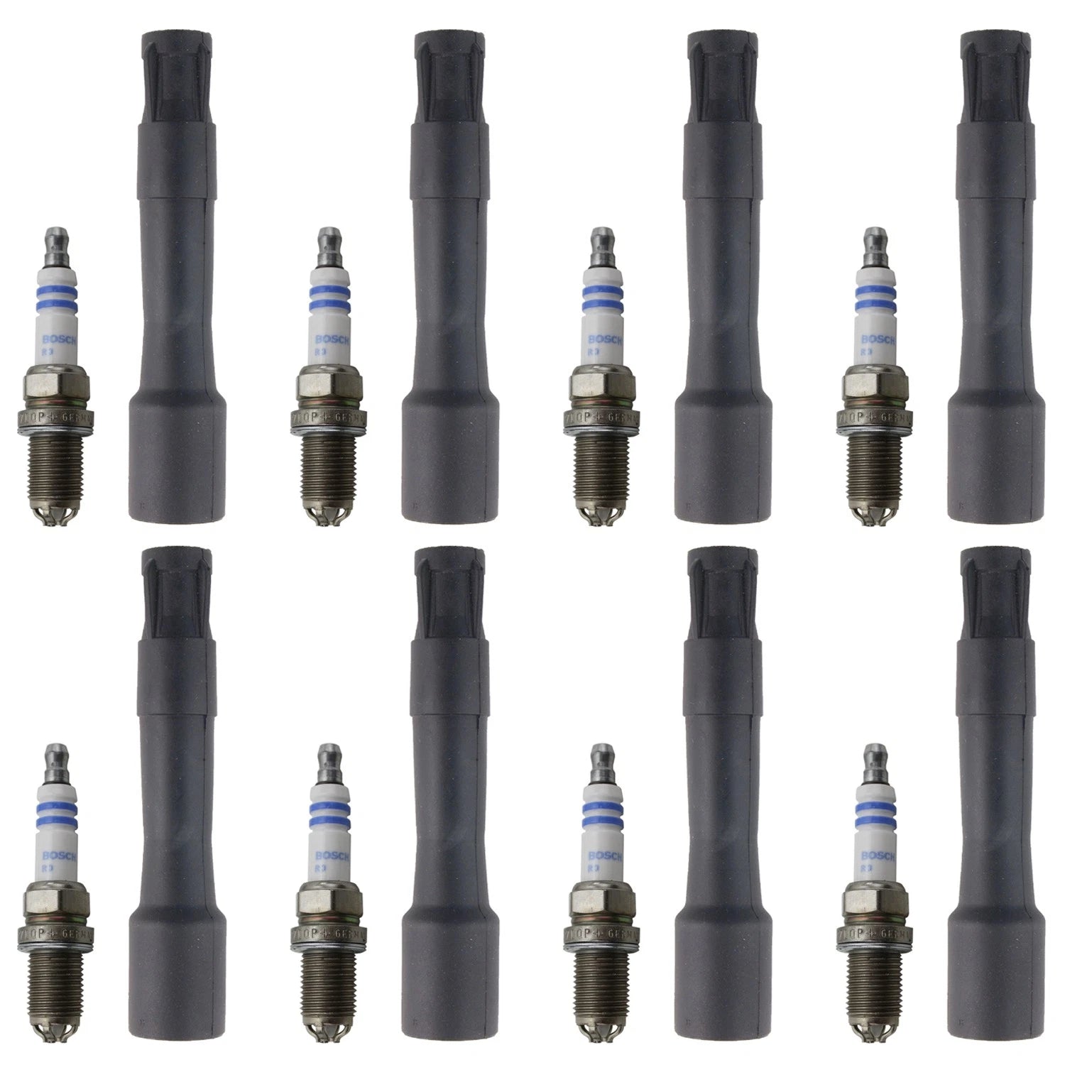 Set of 8 Platinum Spark Plugs & NGK Coil Boots for Range Rover X5 (2000–2006)