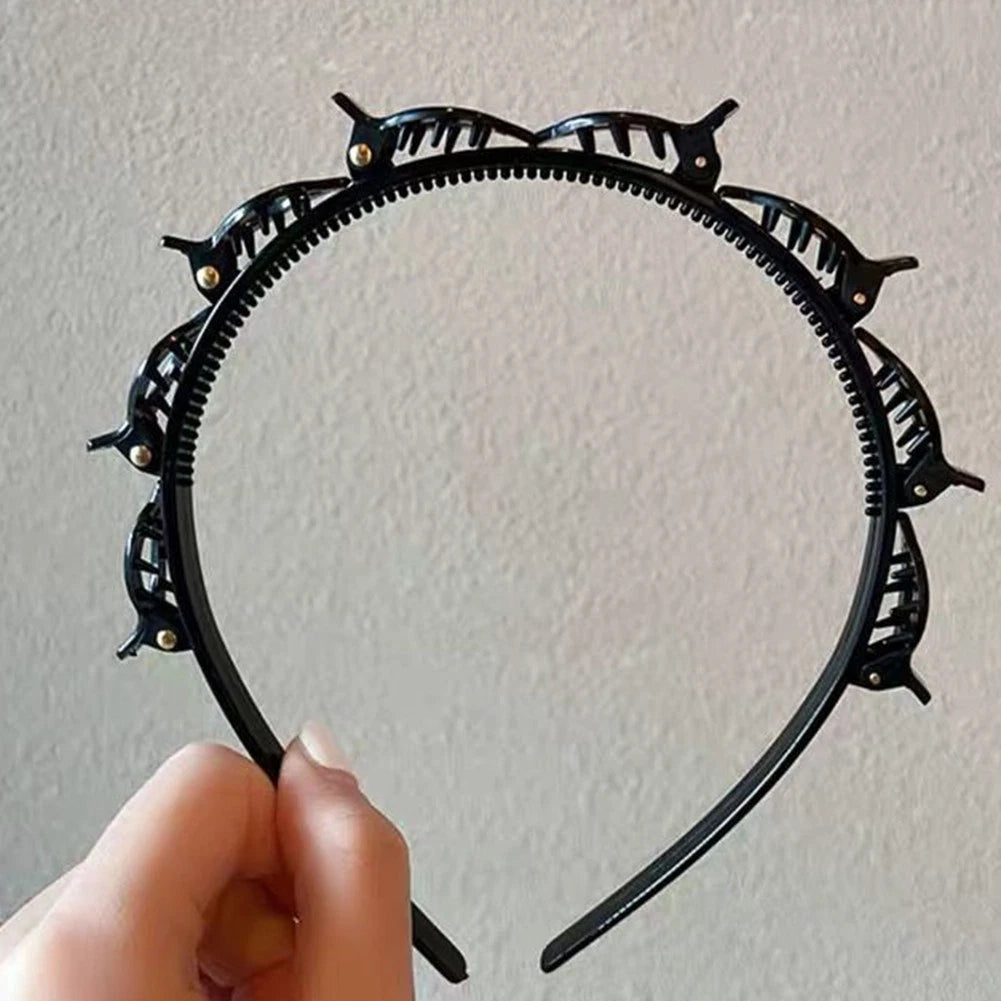 Textured MultiLayer Hair Band with Bangs Clip for Creative Hairstyles