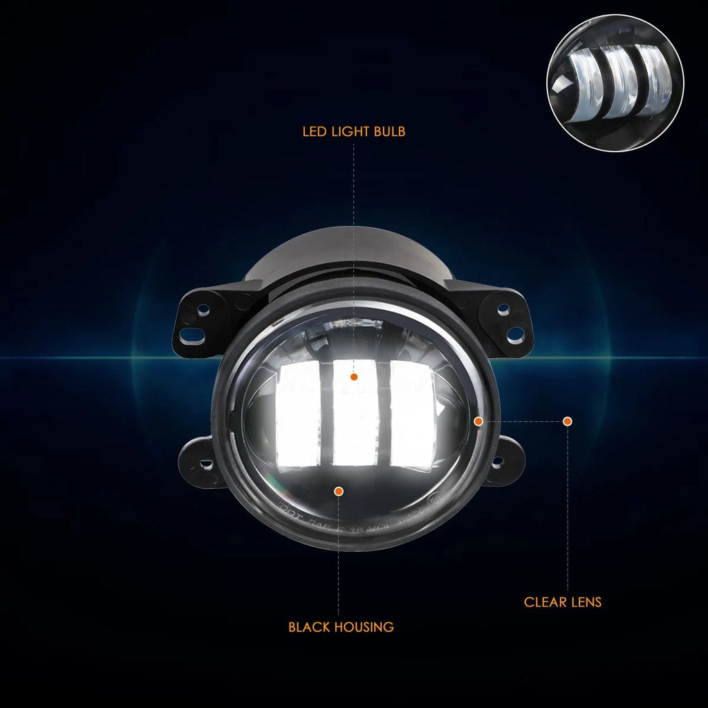LED Front Bumper Projector Fog Lights for Jeep Wrangler (2007–2017) & Cherokee (2014–2018)
