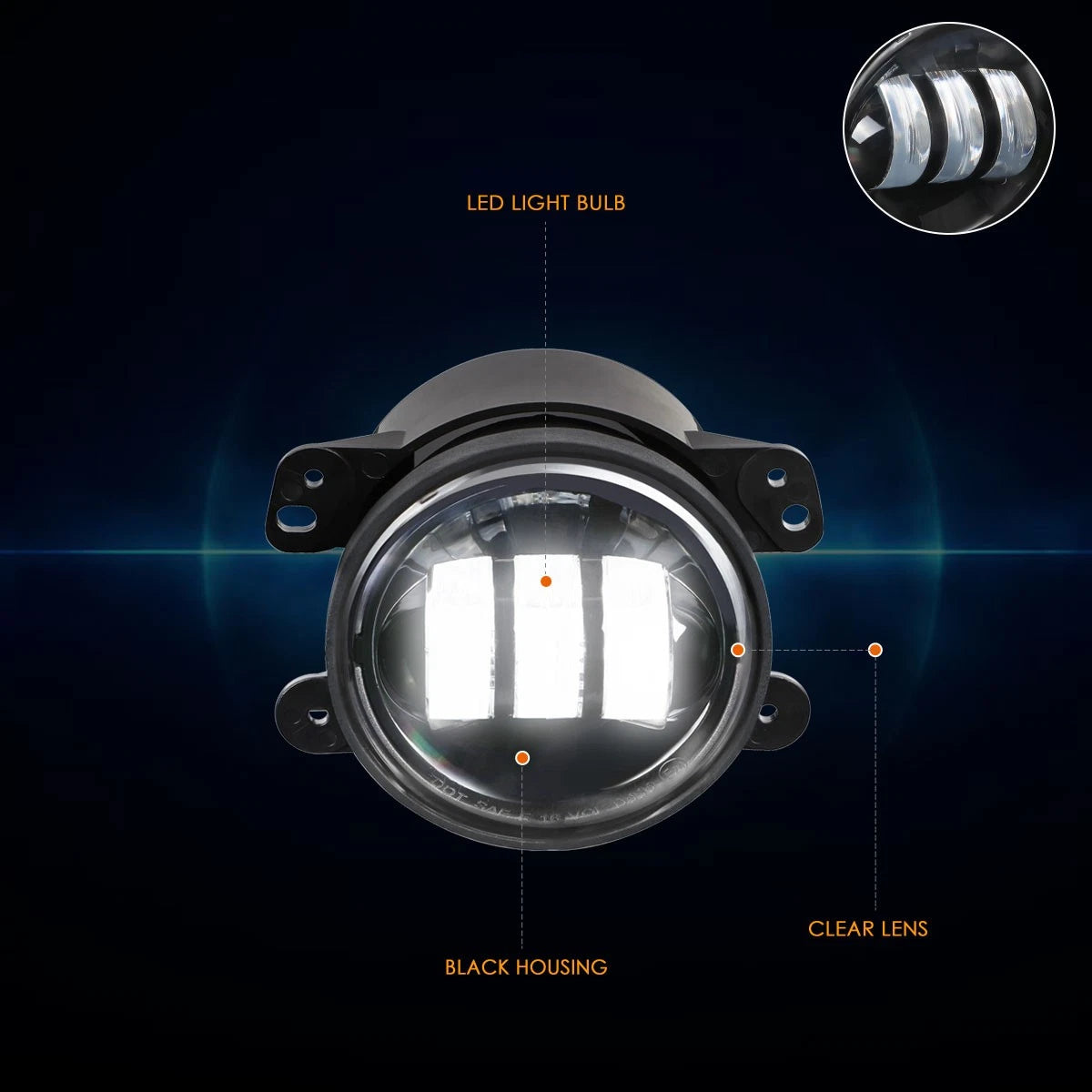 LED Front Bumper Projector Fog Lights for Jeep Wrangler (2007–2017) & Cherokee (2014–2018)